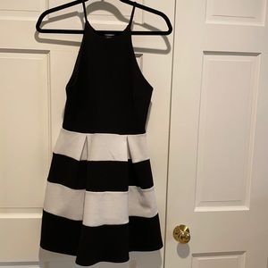 Back and white high neck party dress